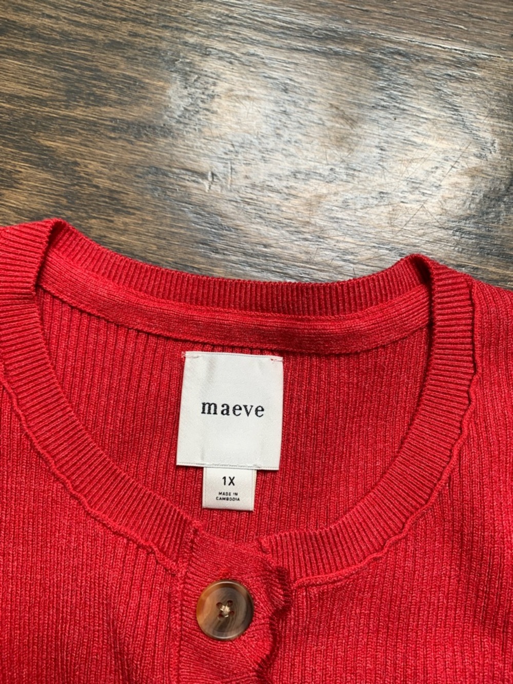 Maeve Rust Ribbed Button-Front Cardigan - Picture 4 of 4